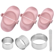 Qoosea Dumpling Maker Set, Empanada Maker Press with Dough Cutter, Dumpling Mold Set for Pierogi, Pastelitos, Calzone, Turnovers, Chinese Dumpling 3 Sizes-Pink