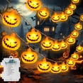 thumbnail image 1 of Qoosea Halloween Pumpkin String Lights, 20 LED 10.5ft 8 Modes Waterproof Orange Halloween Decorations Outdoor Indoor Bedroom Camper Party Decor, 1 of 10