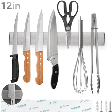 Qoosea Magnetic Knife Holder Strip for Wall 12 Inch Stainless Steel Magnetic Knife Bar with Multipurpose Use as Magnetic Tool Holder & Home Organizer