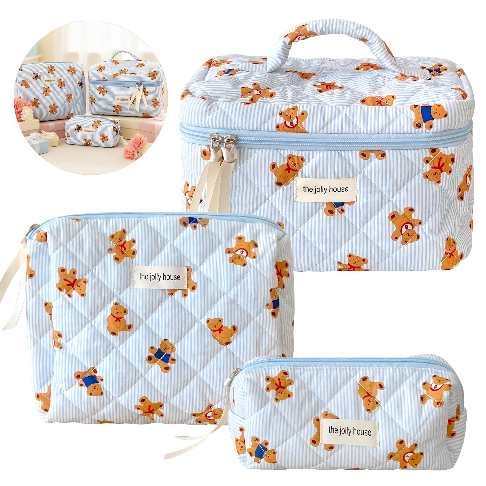 Qoosea Makeup Bag, Quilted Makeup Bag Set, Cosmetic Bag Gifts for Women ...
