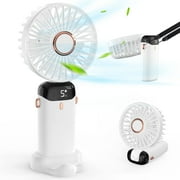 Qoosea Mini Handheld Fan Rechargeable USB Fans 5200mAh Battery Powered Portable Personal Hand Held Fan, 5 Speeds Quiet Small Fans for Office, Travel, Outdoor