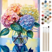 Qoosea Paint by Numbers Sets for Adults, Crafts DIY Flower Paint by Numbers Kits for Beginners with Paint Brushes, Acrylic Paint Set for Home Wall Decor
