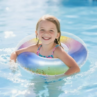 Qoosea Inflatable Pool Floats Kids, Pool Tubes, Floaties Toys Rings, Inflatable Tube Sparkling Glitter Beach Swimming Party Toys for Kids and Adults