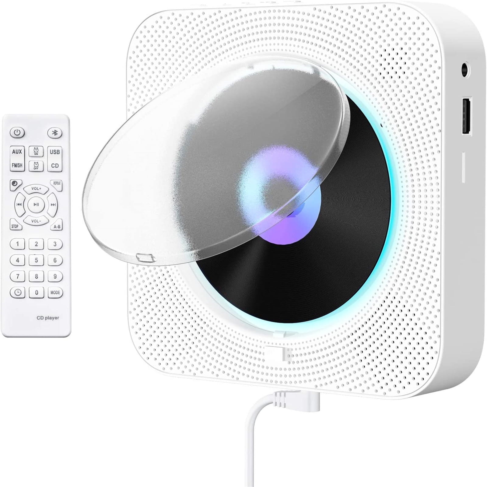 Qoosea Portable Bluetooth CD Player, Wall Mountable, Home