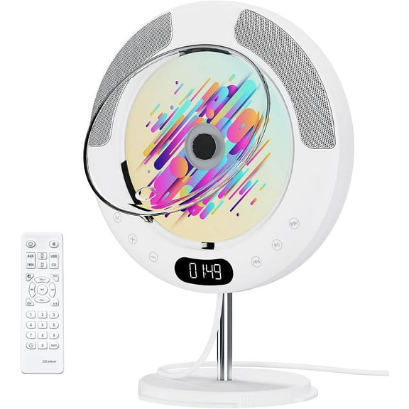 Qoosea Portable CD Player, Folklore Cd player for Home, Bluetooth Desktop Music Kpop CD Player for Car, Audio Boombox with Remote Control, Built-in Speaker, LED Screen, FM Radio, AUX Input Output