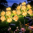 thumbnail image 1 of Qoosea Solar Lights Outdoor Waterproof: 7 Head Peony Solar Flower Lights Outdoor Garden Decor for Yard Patio Decorations, 2 Pack Champagne Warm Light, 1 of 8