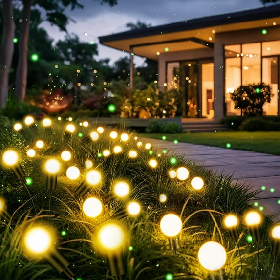 Qoosea Solar Lights Outdoor Waterproof Garden Lights 4 pack 24 Lights Solar Firefly Lights for Yard Garden Patio Path Lawn Pathway
