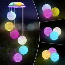 Qoosea Solar Wind Chimes Lights Outdoor, Color Changing Crystal Ball LED Light Solar Powered Wind Chime Waterproof Hanging Solar Mobile Lamp for Christmas Garden Decoration