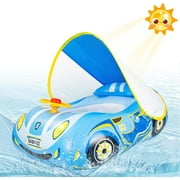 Qoosea Toddler Pool Float with Canopy & UPF Protection, Toddler Pool Float & Swimming Pool Accessories for Kids 1-4 Years Old