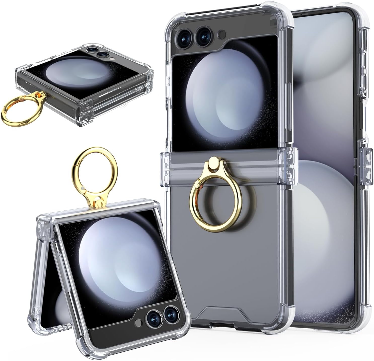 Qoosea for Samsung Galaxy Z Flip 6 Case with Ring Secure Finger Grip Anti-Scratch Shockproof Case for Z Flip 6 5G