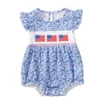 thumbnail image 1 of Qopobobo Baby Bodysuit 4th of July Baby Outfit Newborn Boy Usa Romper Letter&Flag Embroidery Short Sleeve Jumpsuit One Piece Summer Clothes Blue,12-18 Months, 1 of 4