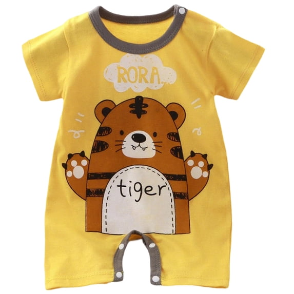 Qopobobo Baby Boy Summer Clothes Baby Boy Girl Short Sleeve Rompers Soft Cotton Zipper Romper One Piece Jumpsuits Clothes Light Yellow,12-15 Months