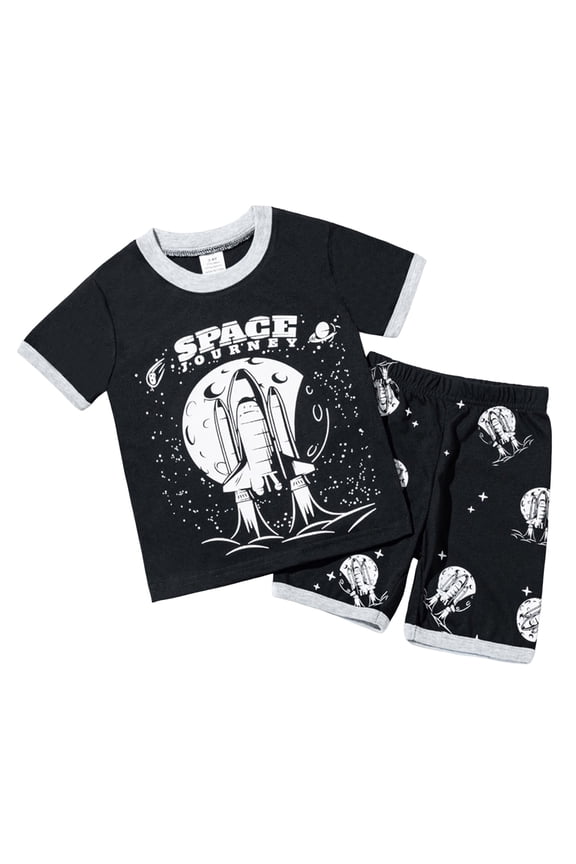 Baby Boy Summer Clothes Boys 2pc Short Sleeve Set Baby Boy Summer Clothes Outfits Smile Cool Short Sets Black,6-7 Years