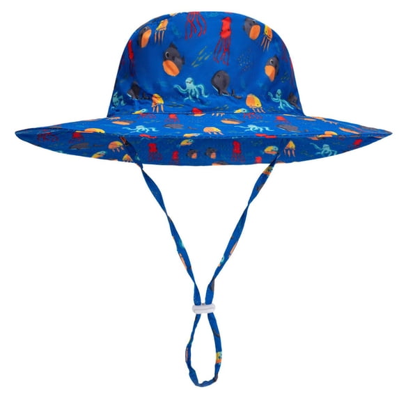 Qopobobo Baby Boy Sun Hat Kids Sun Hat with UV Protection Beach Bucket for Boys Girls Wide Brim Cap for Summer Outdoor Dark Blue,6-10 Years