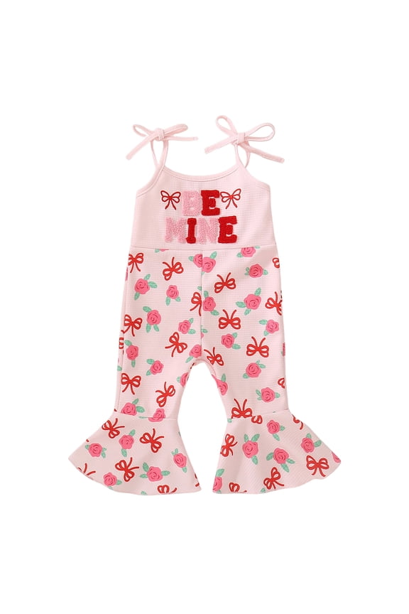 Baby Girl Clothes Newborn Infant Clothes Newborn Baby Girl Valentines Outfit Cute Love Romper Waffle Long Sleeve Ruffle Jumpsuit Infant Girls Spring Clothes Pink,3-4 Years