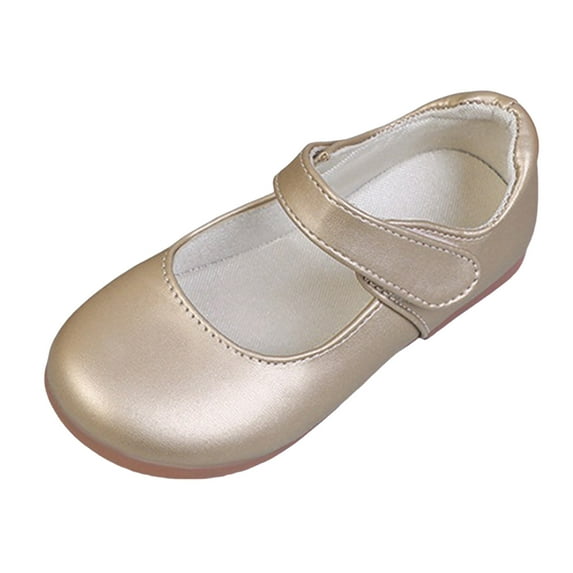 Qopobobo Baby Girl Flats Flower Dress For Girls Girl Glitter Dress Shoes Little Girl Ballet Flats Bow Wedding Party Gold,9.5