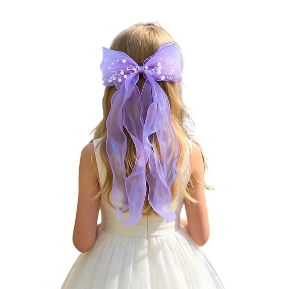 Qopobobo Baby Girl Headbands With Bows Baby Headbands Soft Stretchy Nylon Hair Bands with Bows for Newborn Infant Baby Toddler Girls- Pack of 6 Purple,1-13 Years