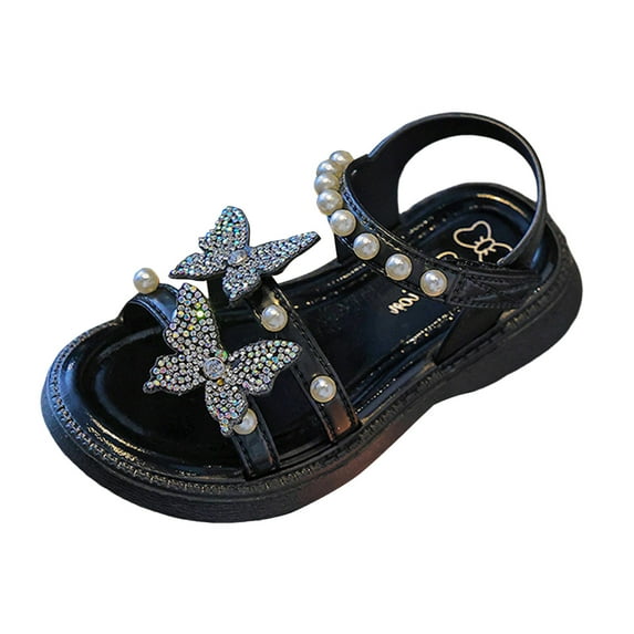 Qopobobo Baby Girl Sandals Sandals For Toddler Girls Girls Shower Slippers Slip on Slide Sandals Non-slip Summer Beach Pool Shoes Black,12