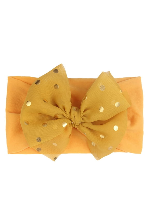 Baby Girls Bows Headbands 1PC Newborn Infant Baby Girls Dotted Bow Headband Stretch Hairband Headwear H,One Size
