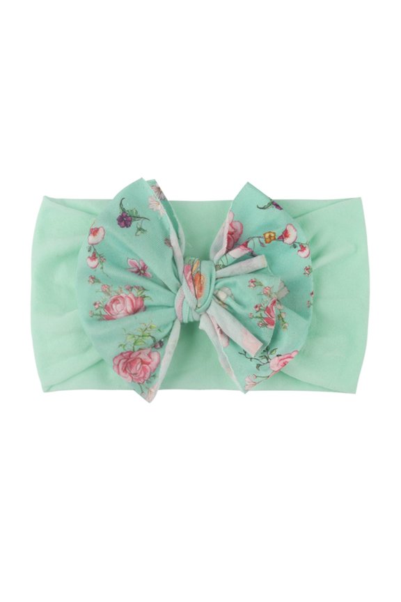Baby Girls Bows Headbands 1PC Newborn Infant Baby Girls Flower Bow Headband Stretch Hairband Headwear Mint Green,One Size