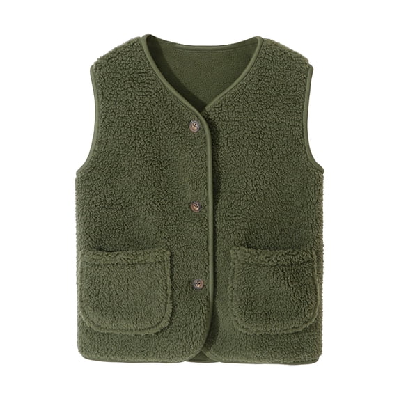 Qopobobo Baby Jean Jacket Baby Toddler Reversible Vest Warm Sleeveless Jacket Spring Winter Children Waistcoat Green,4-5 Years