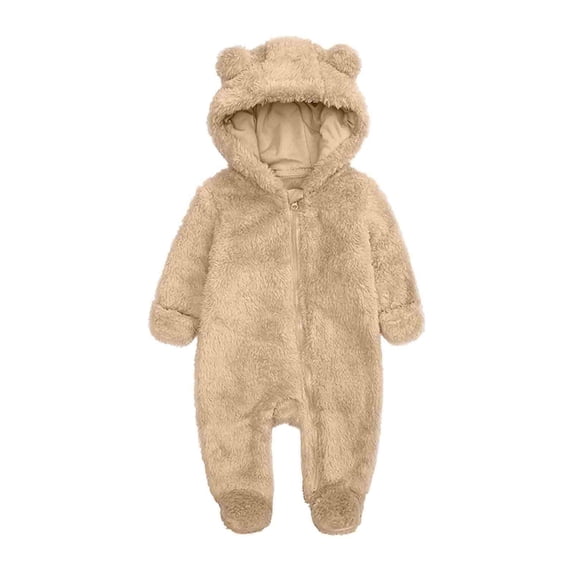 Qopobobo Baby Pajamas Baby Long Sleeve Romper Jumpsuit, Premium Soft Rayon One Piece Pajamas Boy Girl Zipper Coverall Sleeper Khaki,0-3 Months