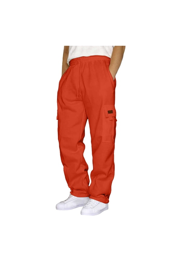 Baggy Sweatpants Baggy Sweatpants Men Mens Harem Pants Casual Waist Drawstring Cotton Cropped Pants Baggy Boho Beach Yoga Trousers Orange,S
