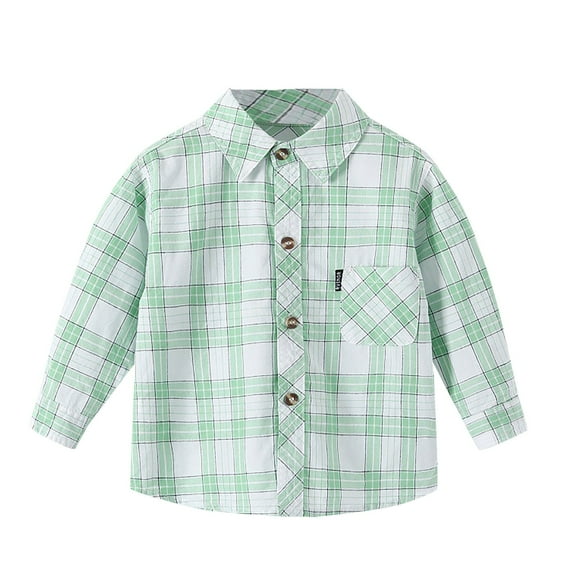 Qopobobo Boy Shirts Toddler Dress Shirt Big Boys' Long Sleeve Poplin Button Down Shirt Light Green,4-5 Years