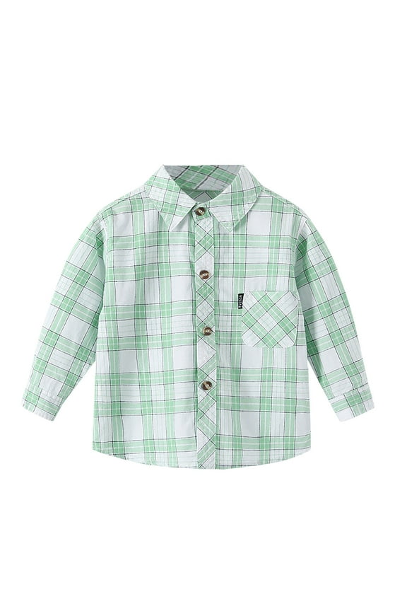 Boy Shirts Toddler Dress Shirt Big Boys' Long Sleeve Poplin Button Down Shirt Light Green,4-5 Years
