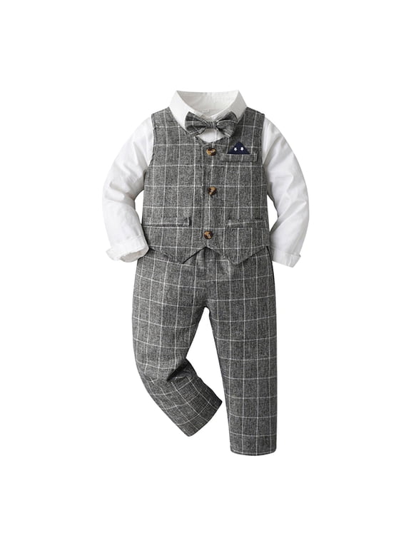Boy Suits For Weddings Suit For Boys Baby Boy Wedding Outfits Infant Baby Boy Clothes Suit Dress Shirts Grey,2-3 Years