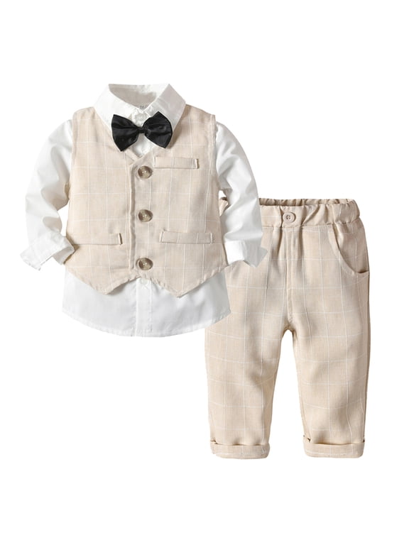 Boy Suits For Weddings Suit For Boys Baby Boy Dress Suit Clothes Sets Infant Tuxedo Gentleman Suits Outfits Bowtie Shirt Suspenders Pants Beret Hat A,18-24 Months