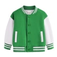 thumbnail image 1 of Qopobobo Boys Bomber Jacket Kids Bomber Jacket Kids Baseball Jackets Boys and Girls Fit Varsity Jacket Hooded Button Casual Lightweight Plain Cardigan School Coat Green,13-14 Years, 1 of 4