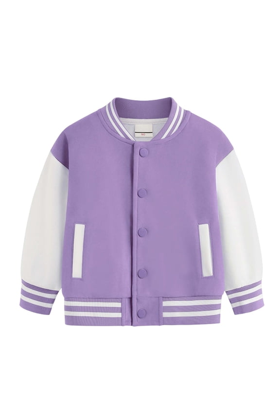 Boys Bomber Jacket Kids Jackets Kids Varsity Jacket Girls Boys Baseball Jacket Bomber Coat School Uniform with Pocket Purple,13-14 Years