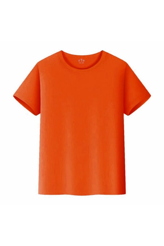 Boys Clothes Boys' Short Sleeve Solid Crew Neck T-Shirt, Soft, Comfortable, Relaxed Fit Orange,5-6 Years