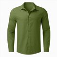 thumbnail image 1 of Qopobobo Boys Dress Clothes Boys' Long Sleeve Button-Down Collared Shirt with Chest Pocket Size 14-15 Years(Green, 14-15 Years), 1 of 4