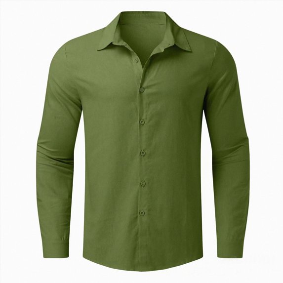 Qopobobo Boys Dress Clothes Boys' Long Sleeve Button-Down Collared Shirt with Chest Pocket Size 14-15 Years(Green, 14-15 Years)