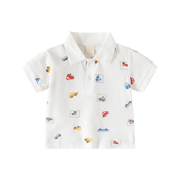 Qopobobo Boys Polo Shirts Toddler to Youth Boys' Performance Polo Kids Collared Golf Shirt School Uniform White,18-24 Months