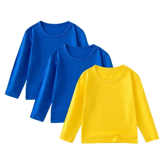 Qopobobo Boys Shirts Boys Long Sleeve Shirts Boys Long Sleeve Shirts Kids Crewneck T Shirts Fall Tops Casual Basic Tees Clothes Yellow,1-2 Years