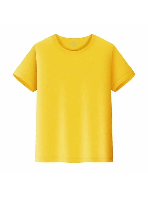 Boys Shirts Boys T Shirt - Cotton Blend Short Sleeve Graphic Tees for Boys - Cool Casual Graphic T Shirts Yellow,5-6 Years