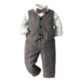 thumbnail image 1 of Qopobobo Boys Suits Baby Boy Clothes Suits Toddler Dress Shirt With Bowtie Suspender Pants Outfit Sets Gentleman Wedding Khaki,100, 1 of 6