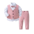 thumbnail image 1 of Qopobobo Boys Suits Toddler Boys Gentleman Outfit Baby Boy Suit Toddler Formal Outfit Kids Vest Gentleman Clothes Long Sleeve Shirt and Pants Set Red,2-3 Years, 1 of 4