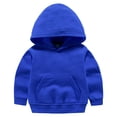 thumbnail image 1 of Qopobobo Boys Sweatshirts Toddler Sweatshirt Toddler Baby Boy Girl Hoodies Solid Color Long Sleeve Kangaroo Pocket Hooded Sweatshirt Top Fall Winter Clothes Blue,12-18 Months, 1 of 4