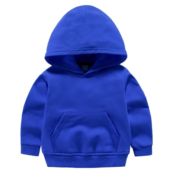 Qopobobo Boys Sweatshirts Toddler Sweatshirt Toddler Baby Boy Girl Hoodies Solid Color Long Sleeve Kangaroo Pocket Hooded Sweatshirt Top Fall Winter Clothes Blue,12-18 Months