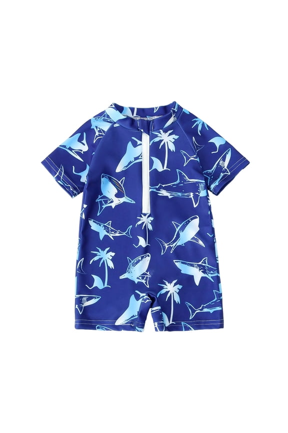 Boys Swim Set Kids Boys Girls Floatation Swimsuit with Adjustable Baby Float Suit Swim Vest One Piece Swimwear Bathing Suit Dark Blue,0-6 Months