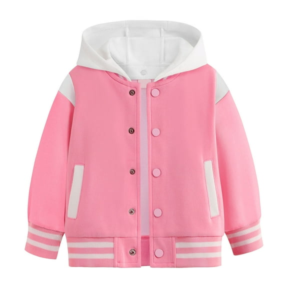 Qopobobo Boys Winter Jacket Toddler Jacket Fall Boys Casual Long Sleeve Baseball Windbreaker Kids Top Coat & Outerwear Size for 13-15 Years,Hot Pink