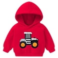 thumbnail image 1 of Qopobobo Boys Zip Up Hoodie Baby Boy Jacket Toddler Baby Boy Long Sleeve Sweatshirt Waffle Knit Pullover Top | Crewneck, Duck/Firetruck Embroidered Shirt, Red,7-8 Years, 1 of 7