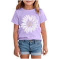 thumbnail image 1 of Qopobobo Cotton Tops For Toddler Girls Toddler Girl's Graphic Tee Short Sleeve Crewneck T Shirt Purple,5-6 Years, 1 of 4