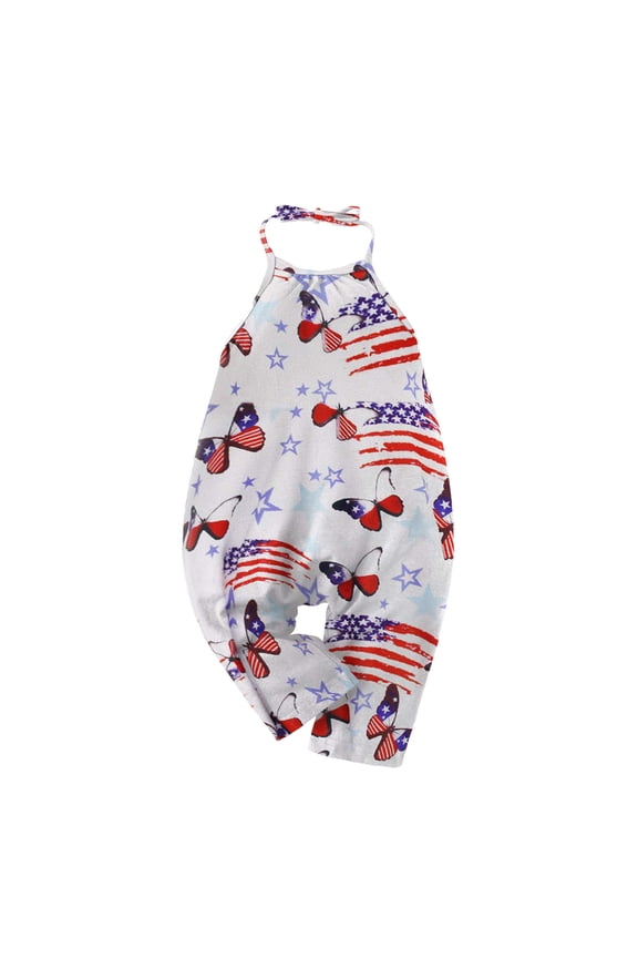 Fourth July Outfits Toddlers 4th of July Toddler Baby Girl Boy One Piece Outfit American Flag Overalls Romper with Pocket Shorts Jumpsuit White,2-3 Years