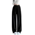 thumbnail image 1 of Qopobobo Girl Pants Girls Black Pants Girls High Waisted Pants Girls Casual Pants Kids Wide Leg Long Trousers with Pockets Black,10-12 Years, 1 of 7