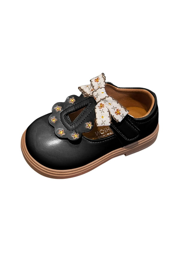 Girl Shoes Flower Girls Dresses Girls Dress Shoes Shoes for Girl Ballet Flats Back to School Princess Wedding Shoes Black,9